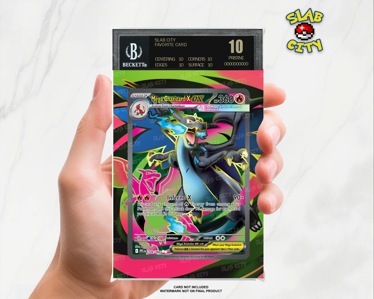 Mega Charizard X ex #109 Phantasmal Flames BGS graded slab insert; card not included, watermark not on final product