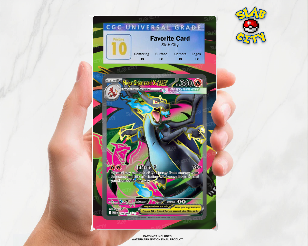 Mega Charizard X ex #109 Phantasmal Flames CGC graded slab insert; card not included, watermark not on final product