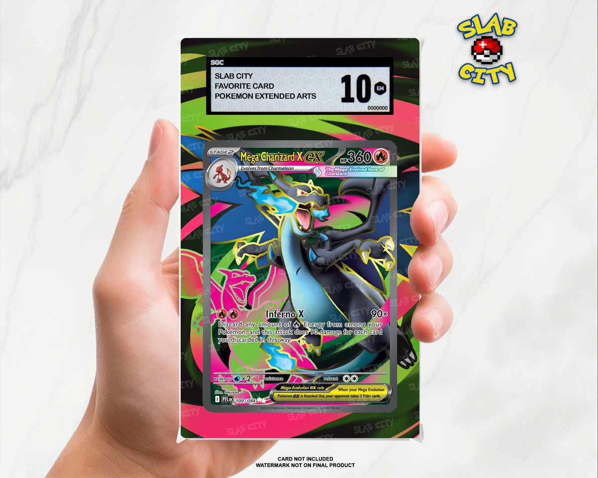 Mega Charizard X ex #109 Phantasmal Flames SGC graded slab insert; card not included, watermark not on final product