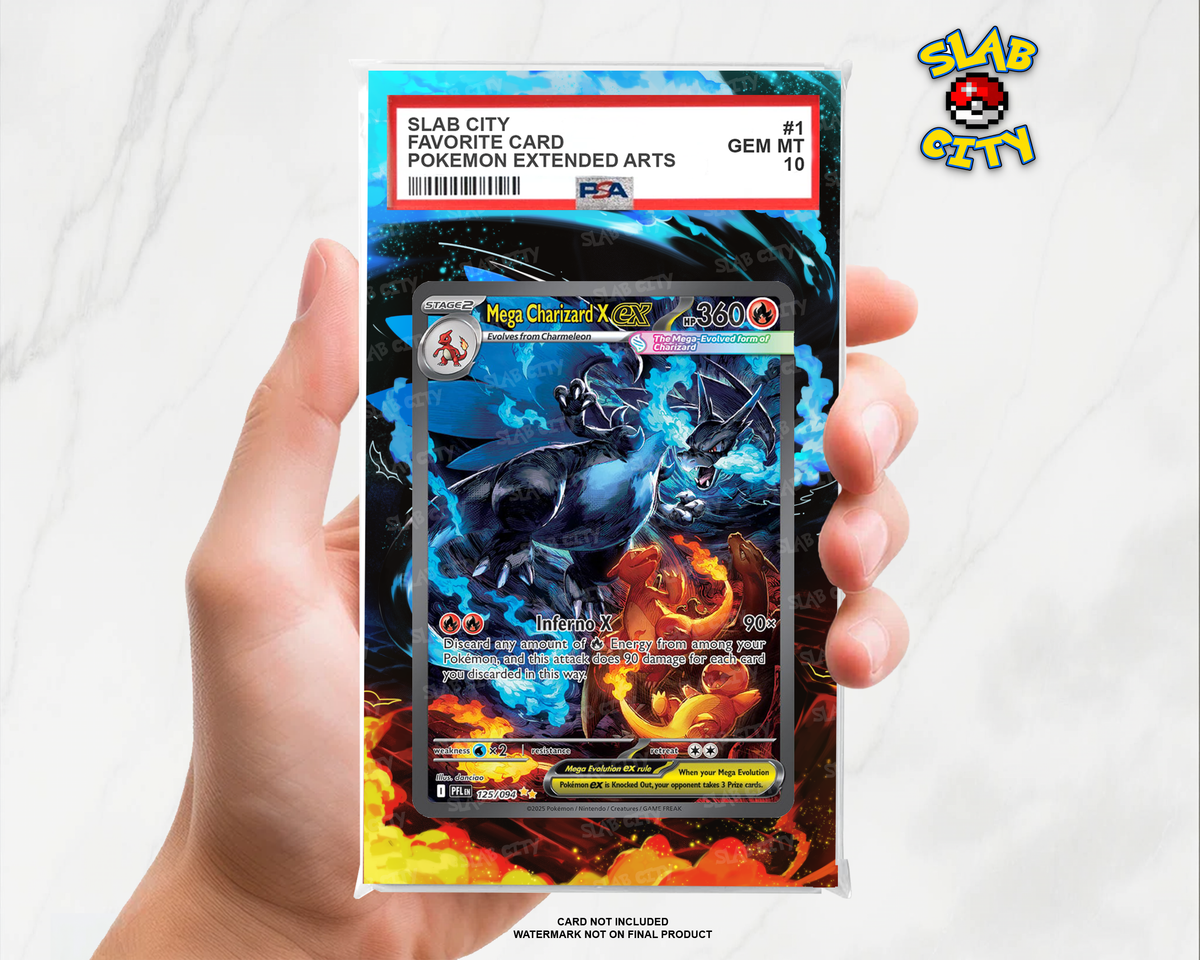 Charizard X ex #125 PSA graded insert - refined marble background