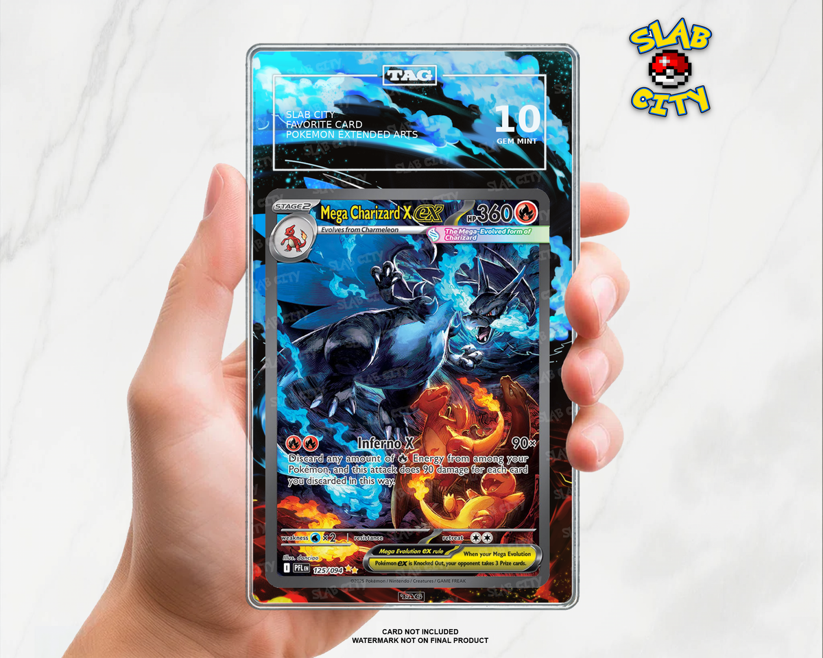 Charizard X ex #125 TAG graded insert - refined marble background