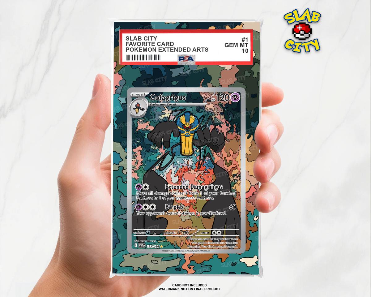 Cofagrigus #123/86 White Flare PSA graded slab insert; card not included, watermark not on final product