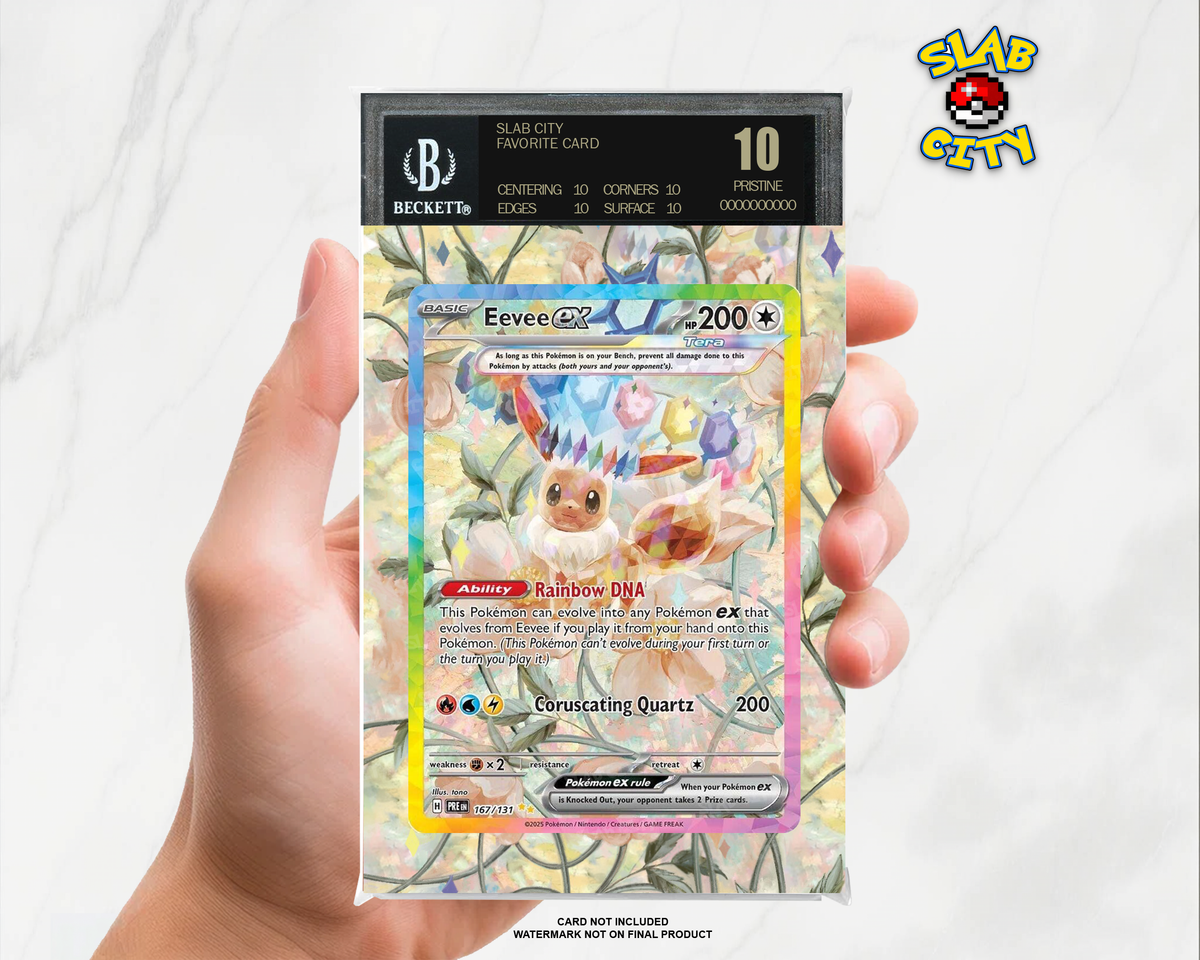Eevee ex #167/131 Prismatic Evolutions extended art graded slab insert – BGS. Card not included. Watermark not on final product.