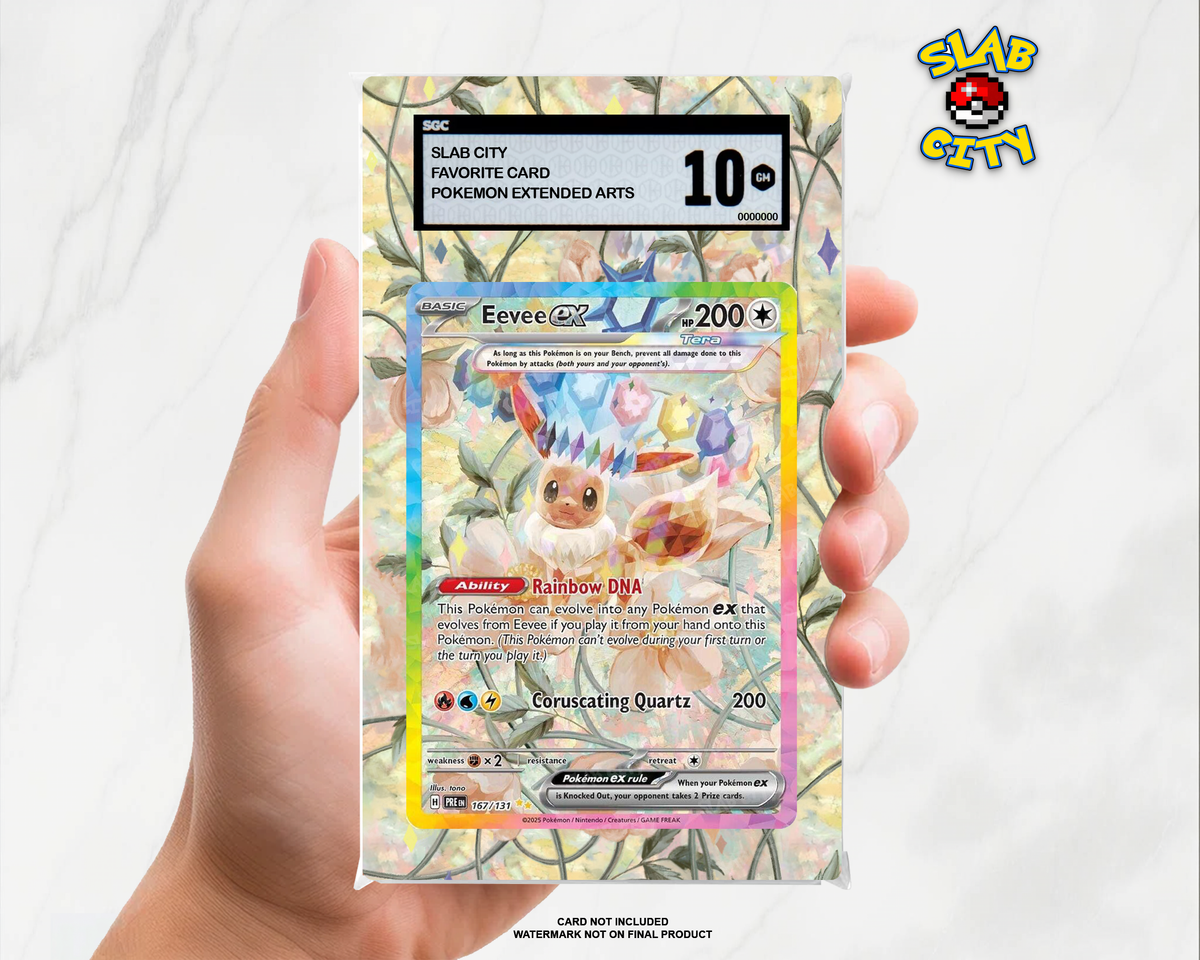 Eevee ex #167/131 Prismatic Evolutions extended art graded slab insert – SGC. Card not included. Watermark not on final product.