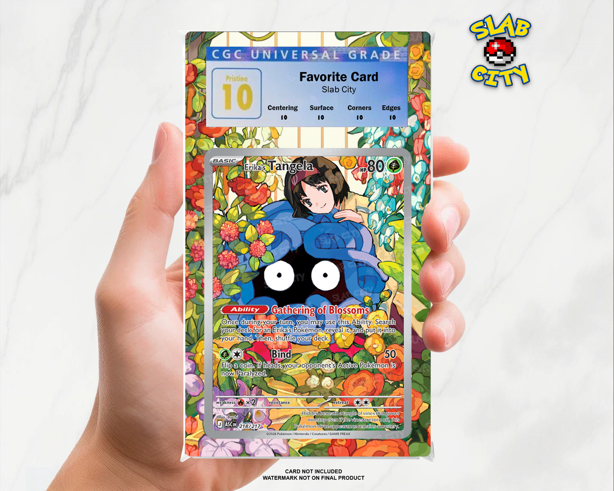 Erika's Tangela #218 Ascended Heroes CGC graded slab insert; card not included, watermark not on final product