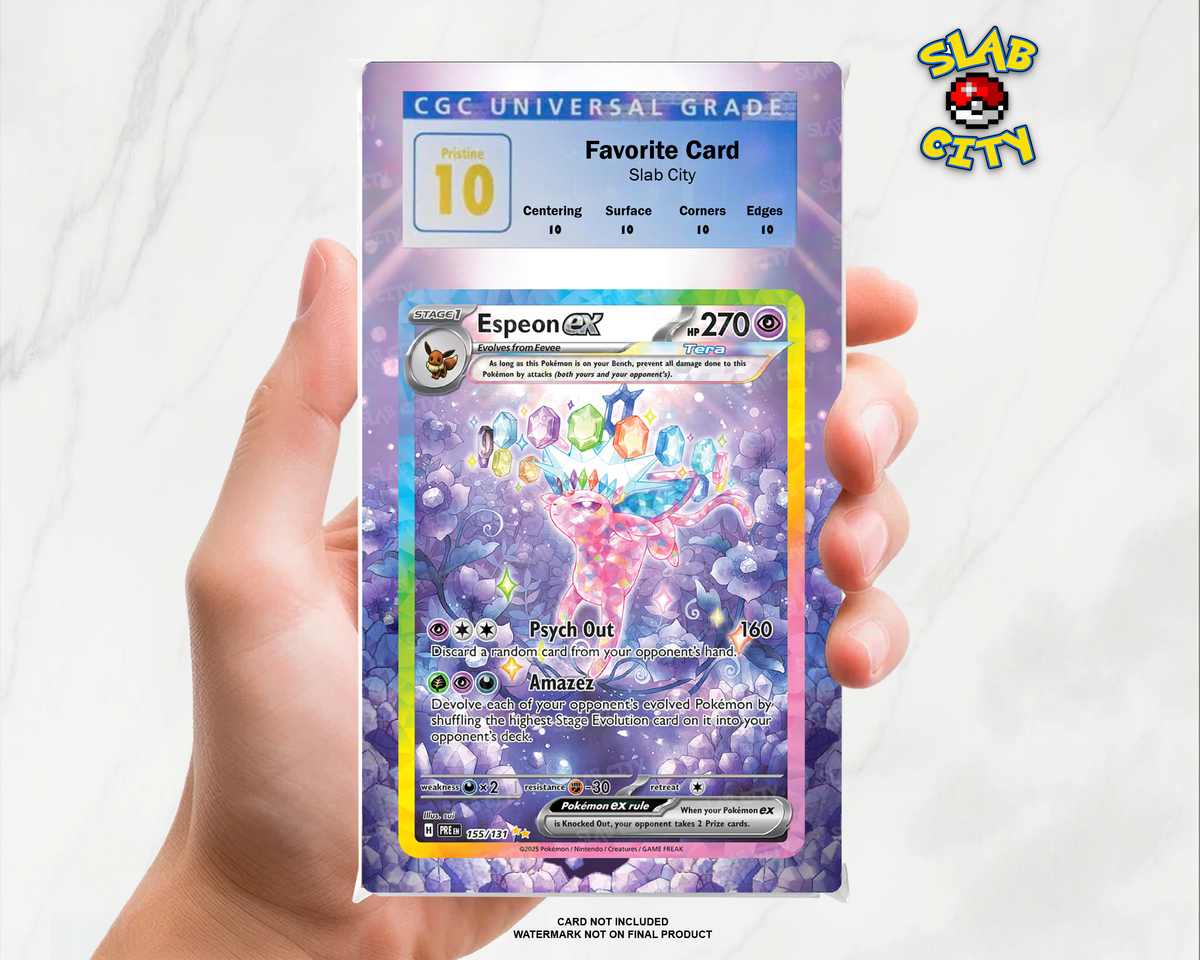 Espeon ex #155/131 Prismatic Evolutions extended art graded slab insert – CGC. Card not included. Watermark not on final product.