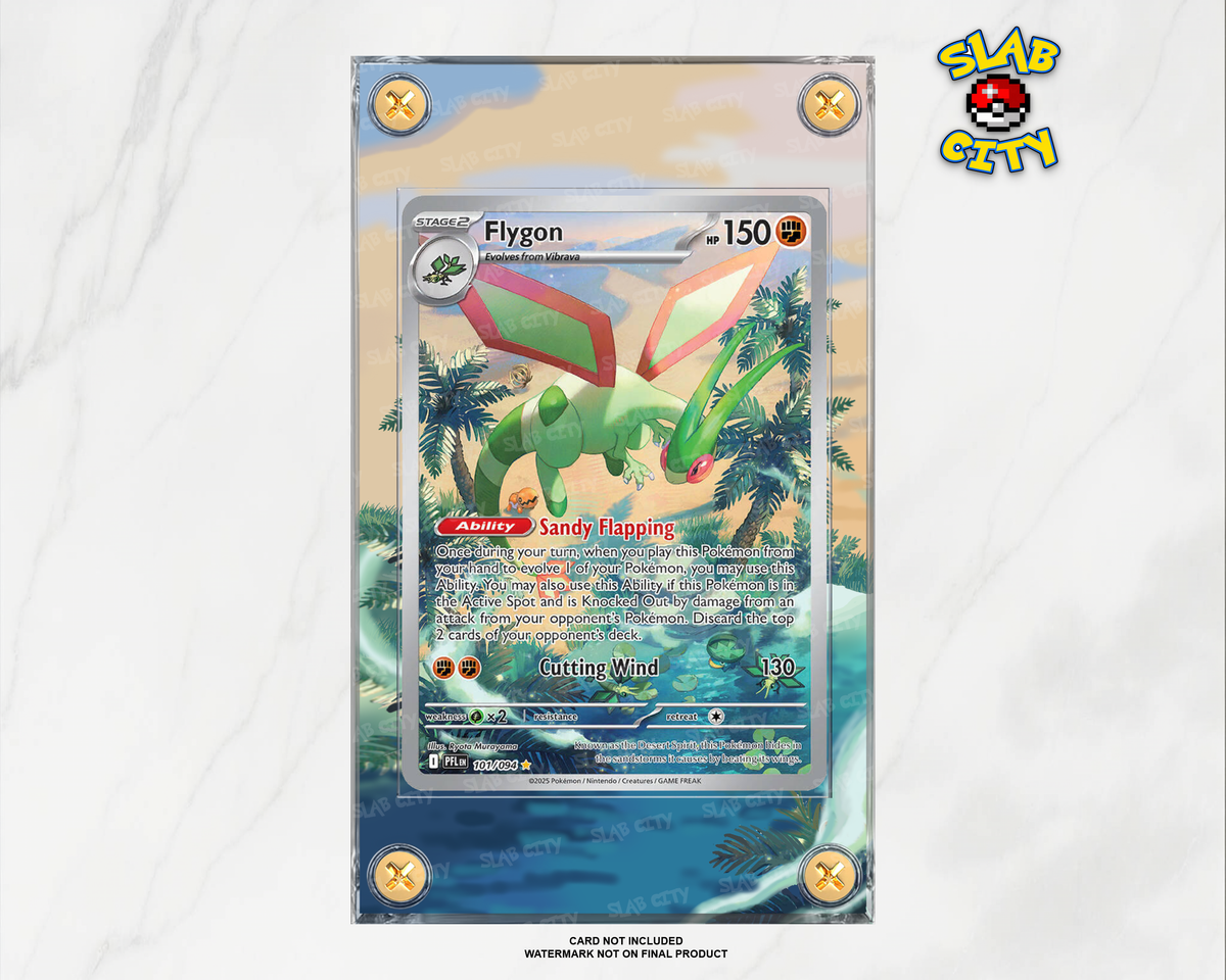 Flygon #101 Phantasmal Flames raw card display case; card not included, watermark not on final product