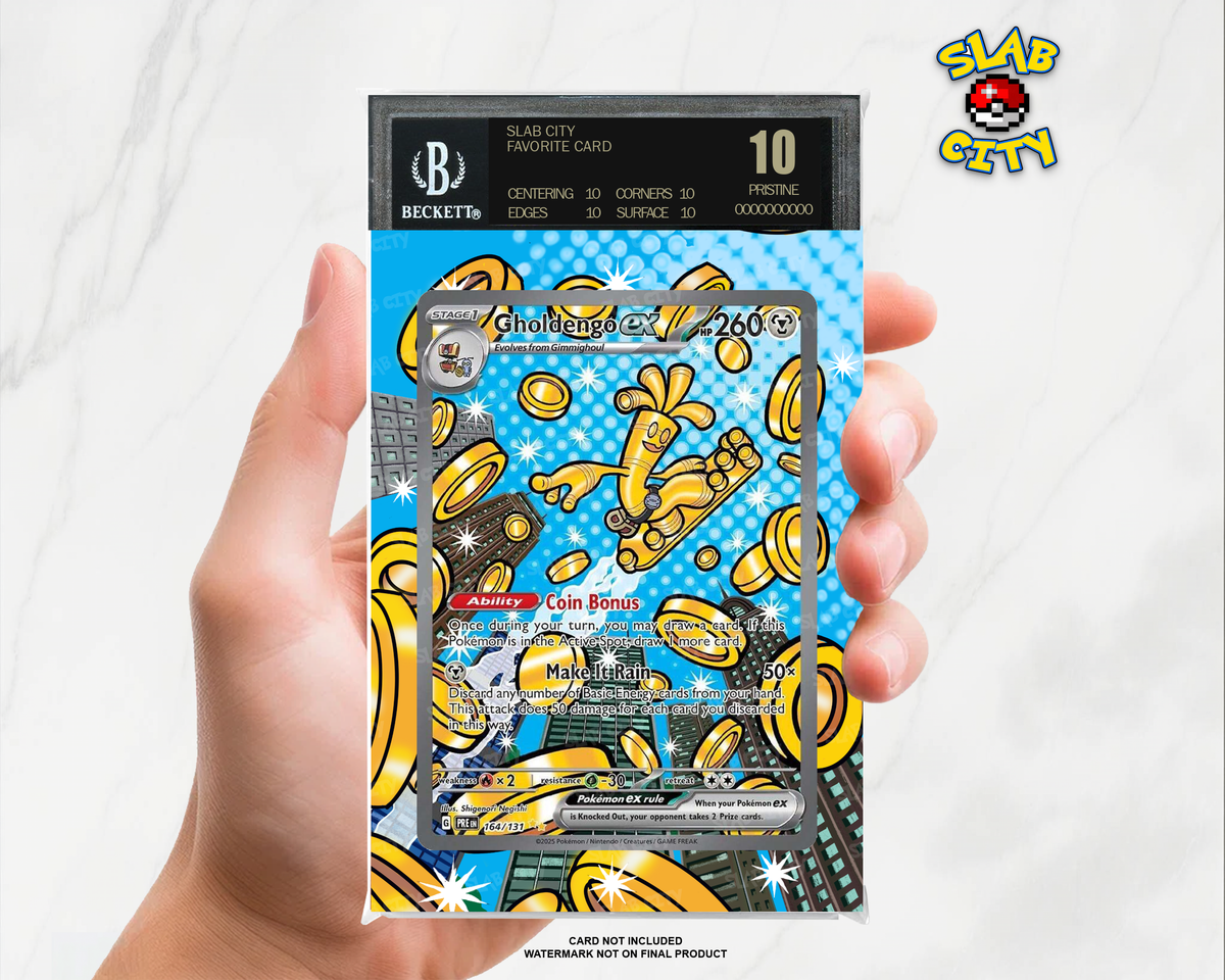 Gholdengo ex #164/131 Prismatic Evolutions extended art graded slab insert – BGS. Card not included. Watermark not on final product.