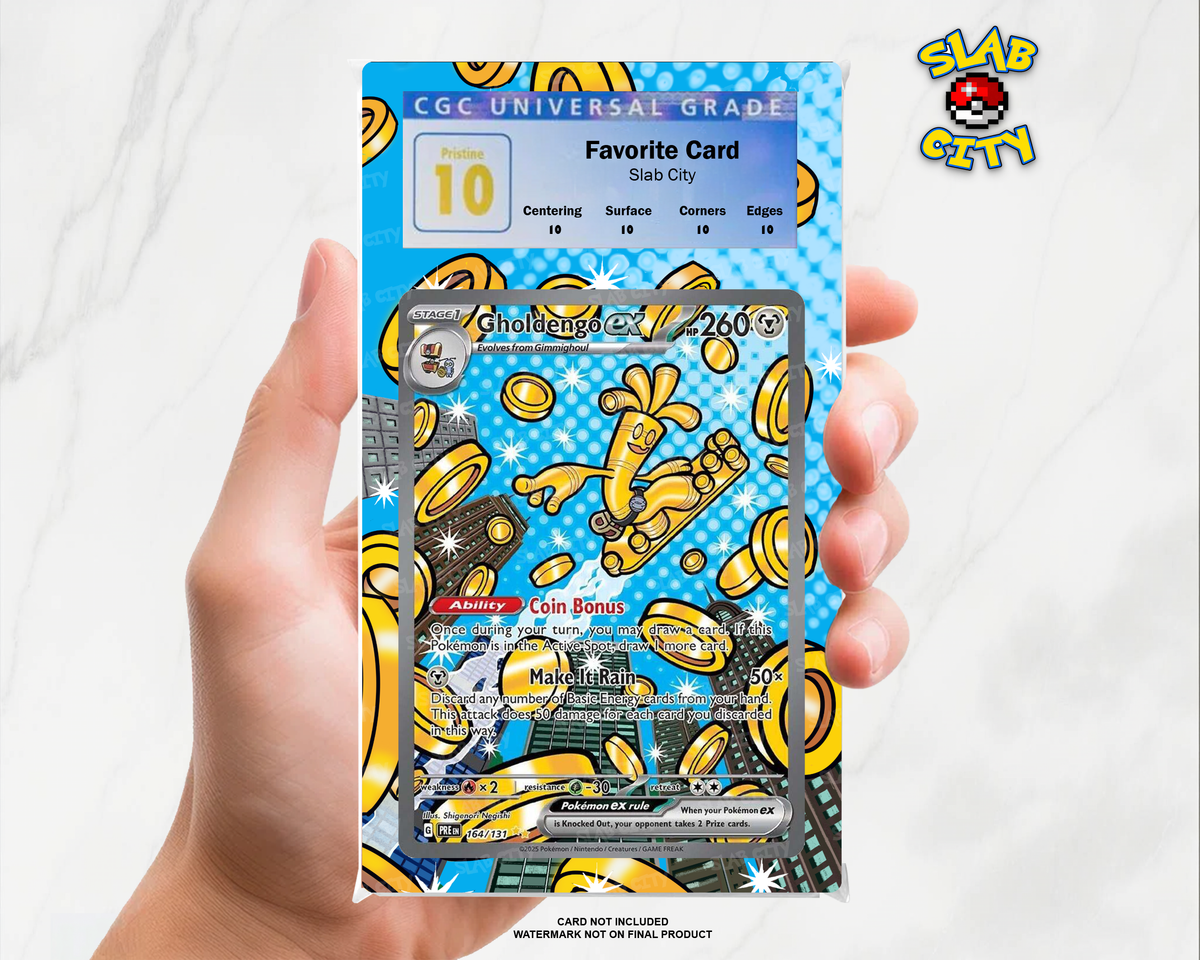 Gholdengo ex #164/131 Prismatic Evolutions extended art graded slab insert – CGC. Card not included. Watermark not on final product.
