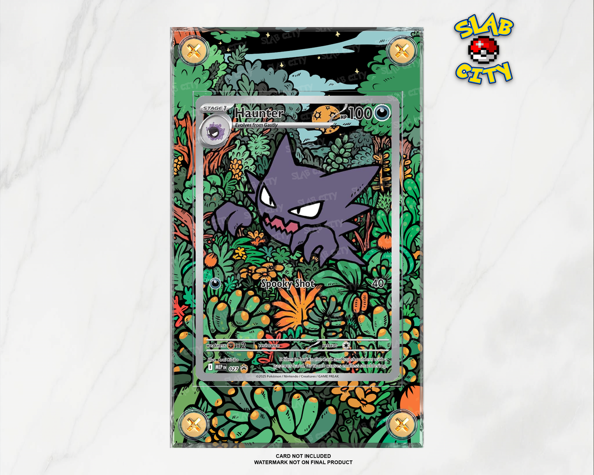 Haunter #27 Mega Evolution Promo raw card display case; card not included, watermark not on final product