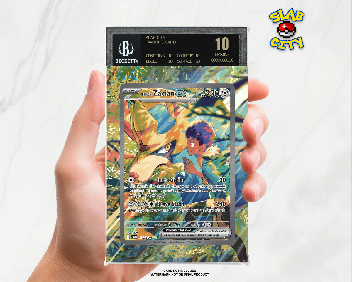Hop's Zacian ex #186/159 Journey Together BGS graded slab insert; card not included, watermark not on final product