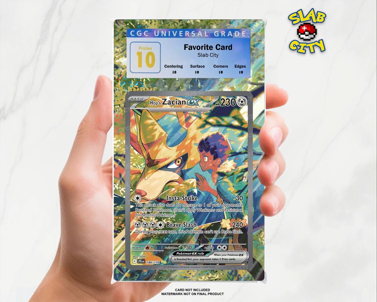 Hop's Zacian ex #186/159 Journey Together CGC graded slab insert; card not included, watermark not on final product