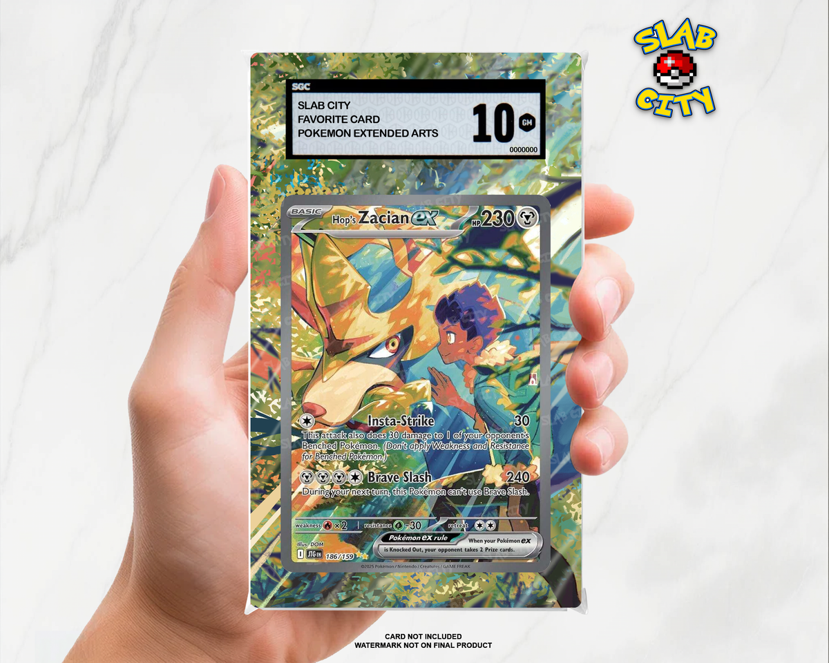 Hop's Zacian ex #186/159 Journey Together SGC graded slab insert; card not included, watermark not on final product