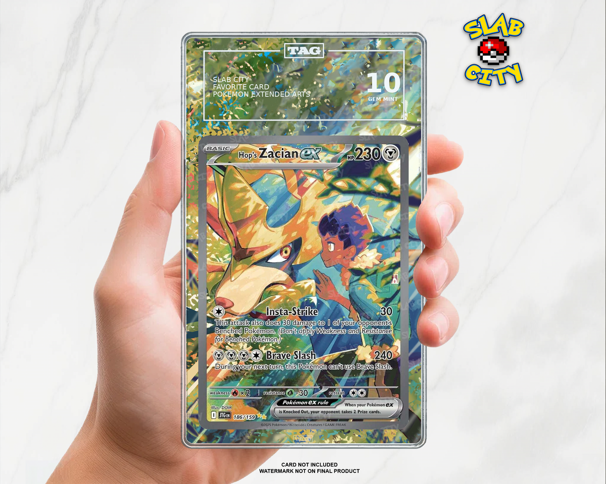 Hop's Zacian ex #186/159 Journey Together TAG graded slab insert; card not included, watermark not on final product