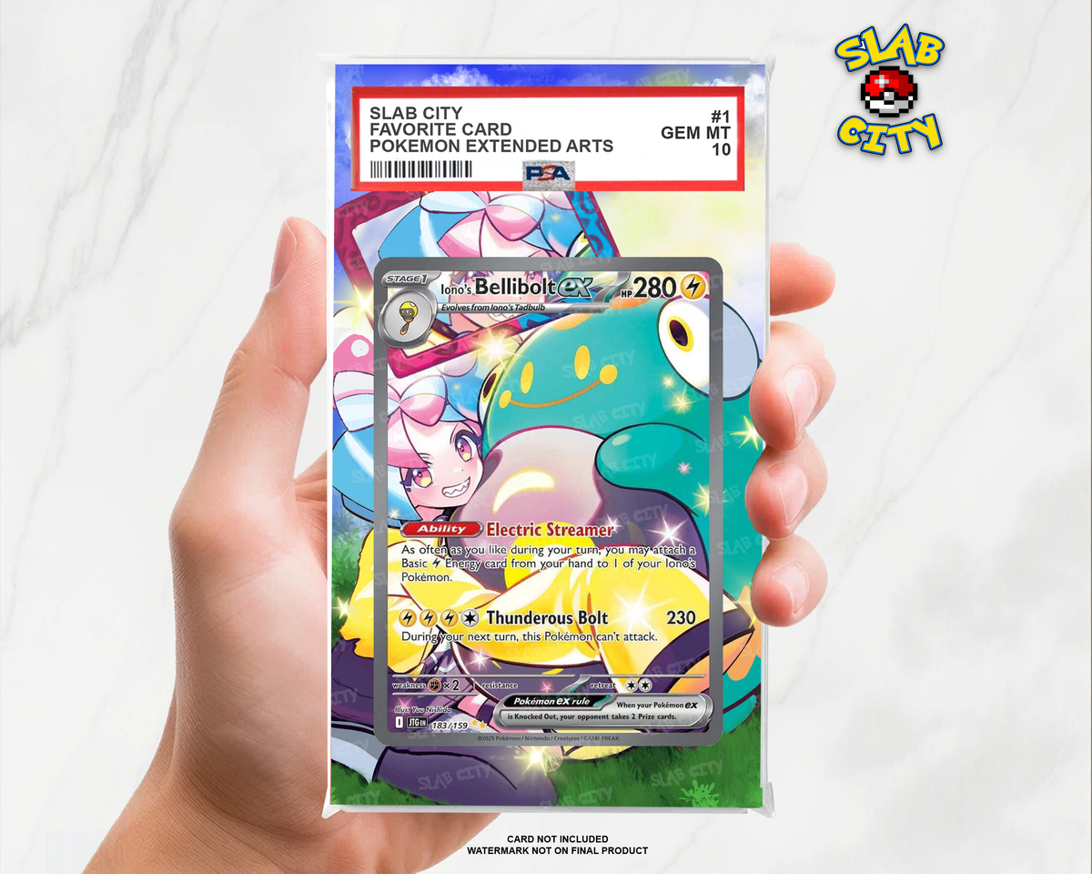 Iono's Bellibolt ex #183/159 Journey Together PSA graded slab insert; card not included, watermark not on final product