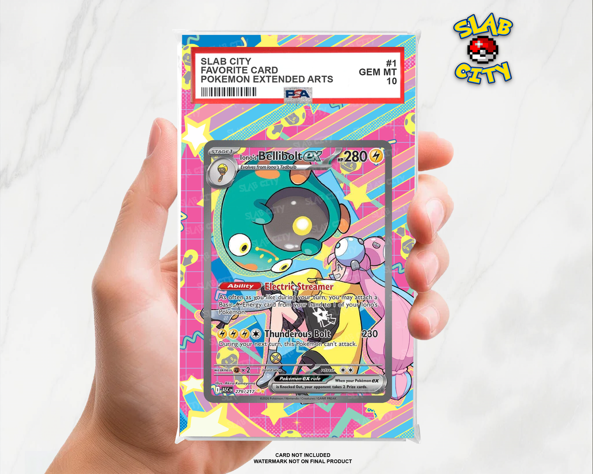 Iono's Bellibolt ex #279 Ascended Heroes PSA graded slab insert; card not included, watermark not on final product