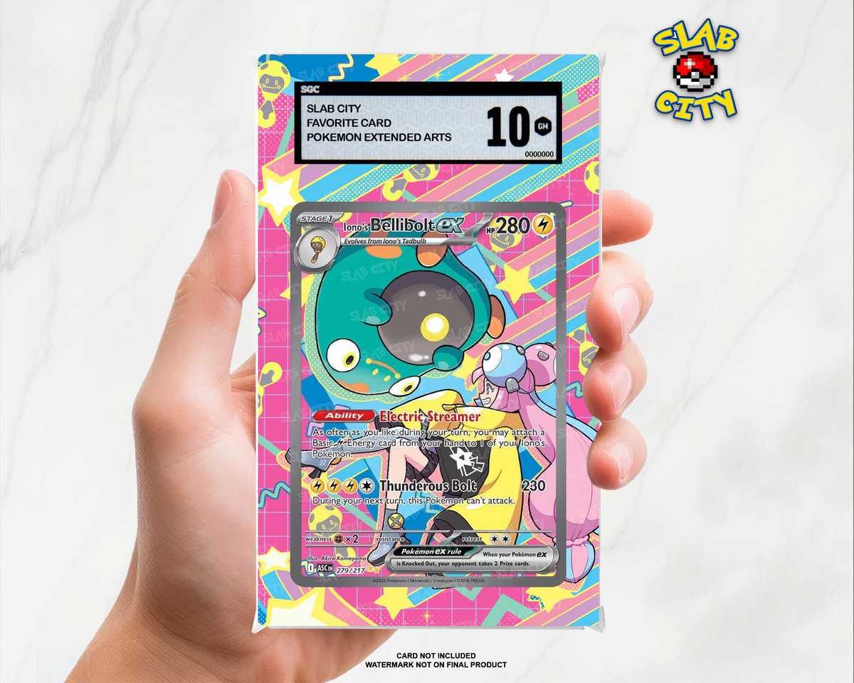 Iono's Bellibolt ex #279 Ascended Heroes SGC graded slab insert; card not included, watermark not on final product