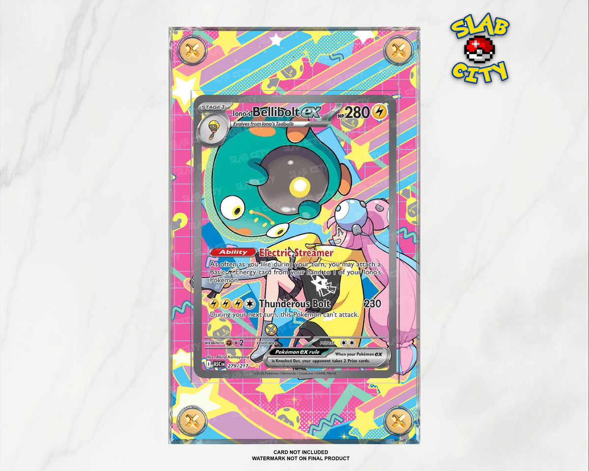Iono's Bellibolt ex #279 Ascended Heroes raw card display case; card not included, watermark not on final product