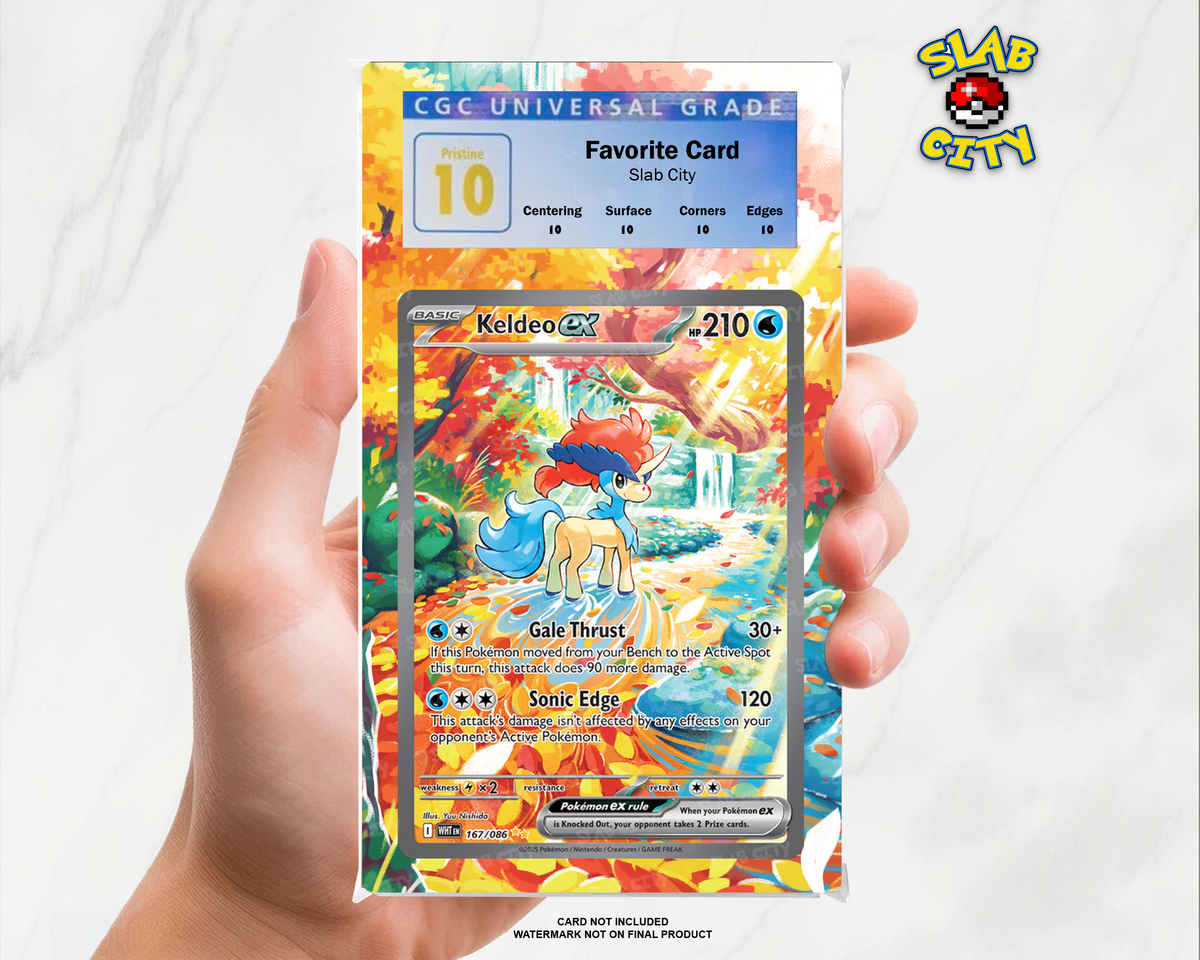 Keldeo ex #167/86 White Flare CGC graded slab insert; card not included, watermark not on final product