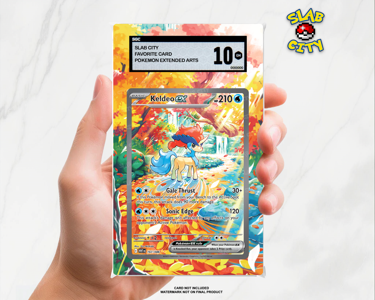 Keldeo ex #167/86 White Flare SGC graded slab insert; card not included, watermark not on final product