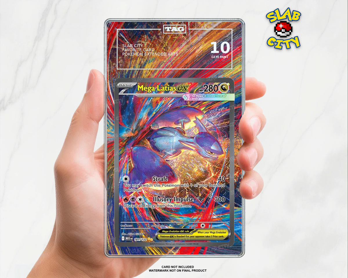Mega Latias ex #181 Mega Evolution TAG graded slab insert; card not included, watermark not on final product