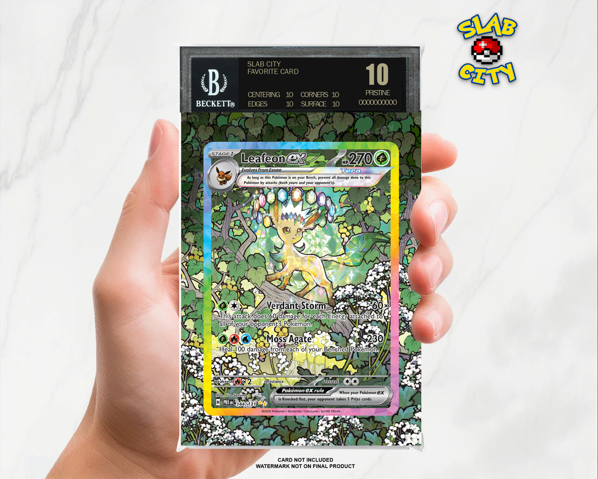 Leafeon ex #144/131 Prismatic Evolutions extended art graded slab insert – BGS. Card not included. Watermark not on final product.
