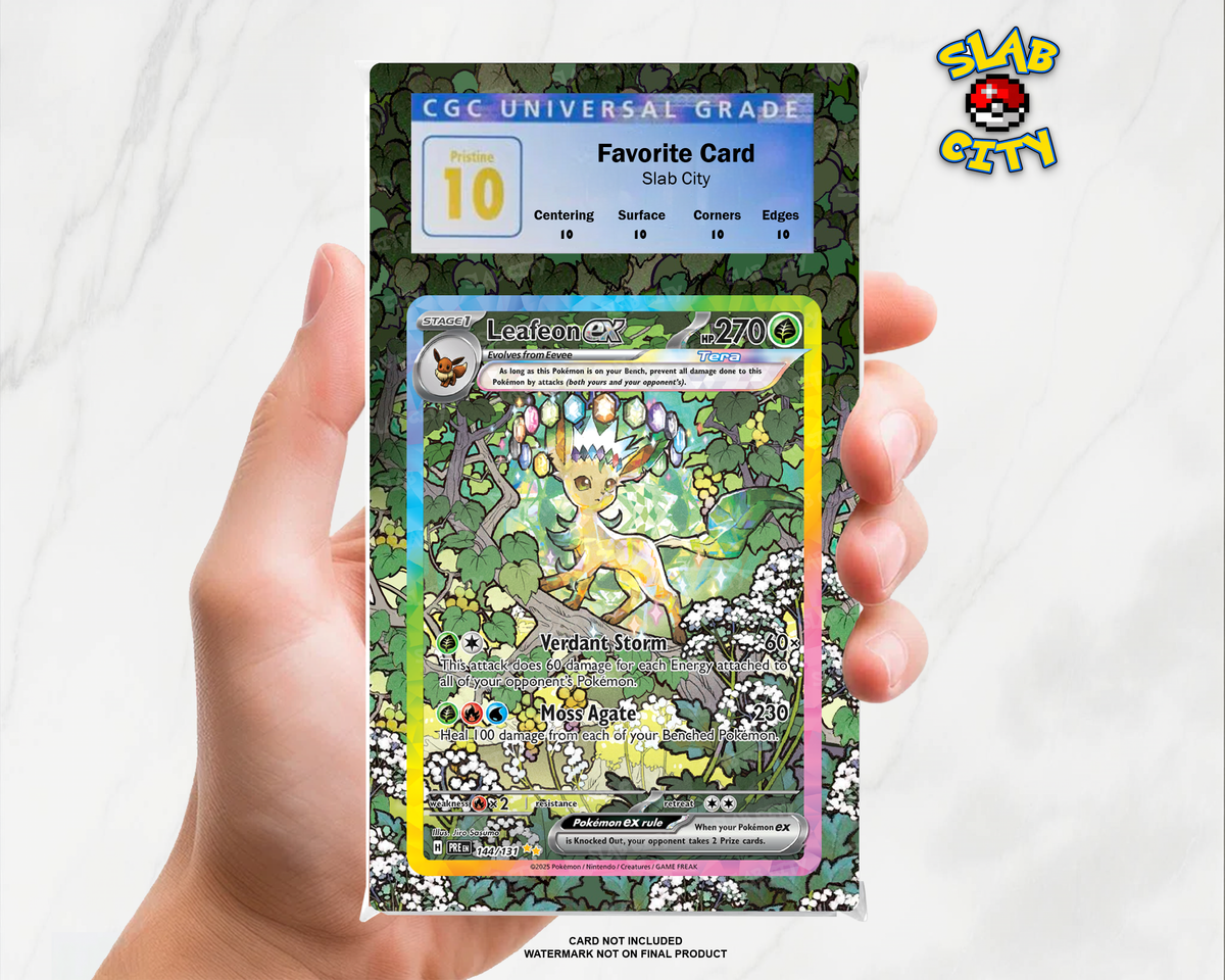 Leafeon ex #144/131 Prismatic Evolutions extended art graded slab insert – CGC. Card not included. Watermark not on final product.