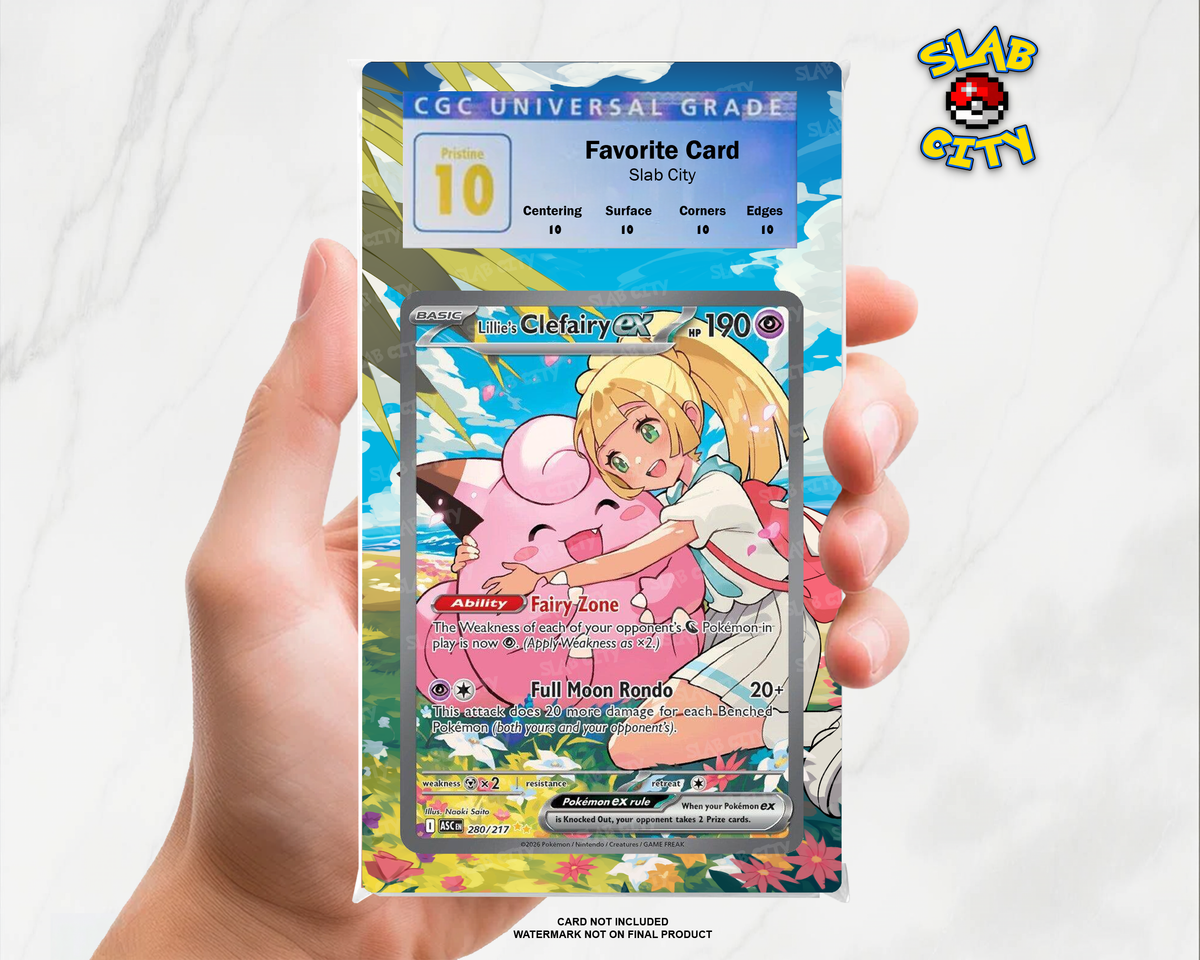 Lillie's Clefairy ex #280 Ascended Heroes CGC graded slab insert; card not included, watermark not on final product
