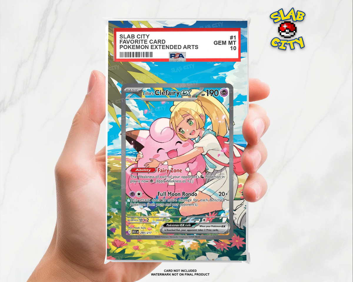 Lillie's Clefairy ex #280 Ascended Heroes PSA graded slab insert; card not included, watermark not on final product