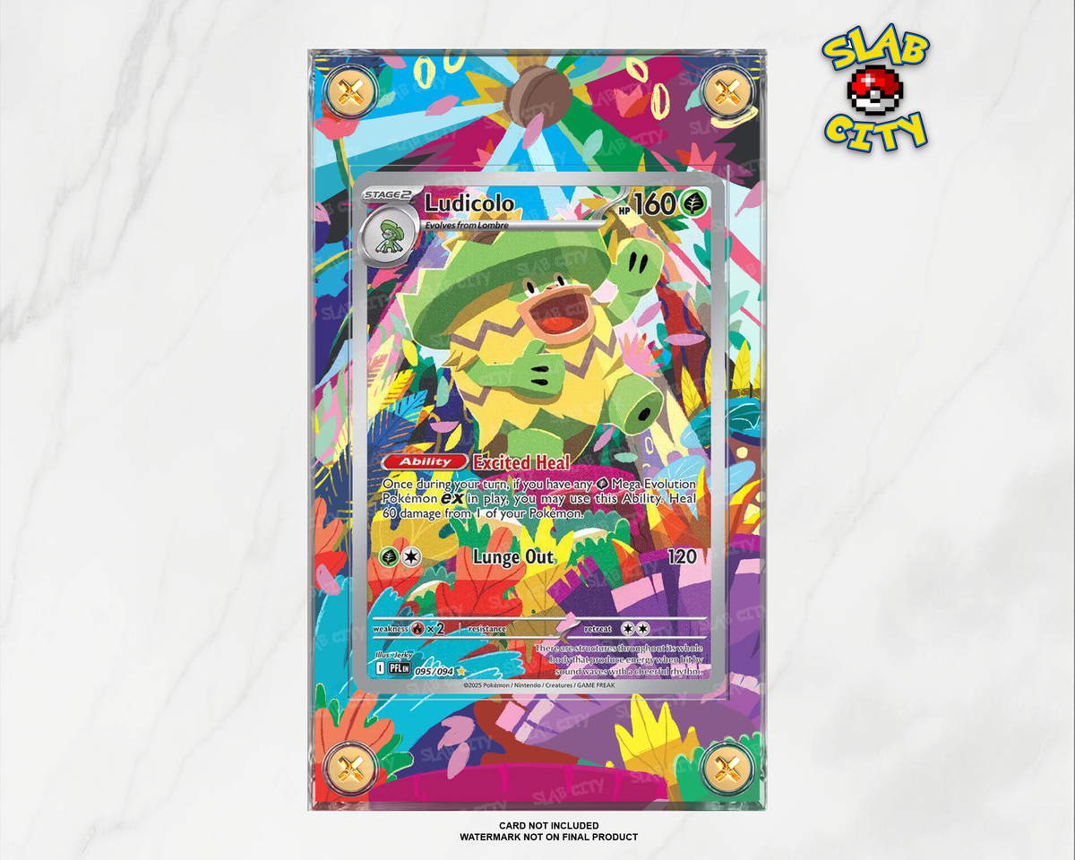 Ludicolo #95 Phantasmal Flames raw card display case; card not included, watermark not on final product