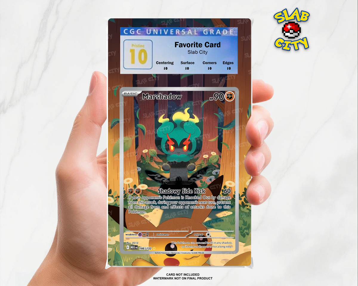Marshadow #146 Mega Evolution CGC graded slab insert; card not included, watermark not on final product
