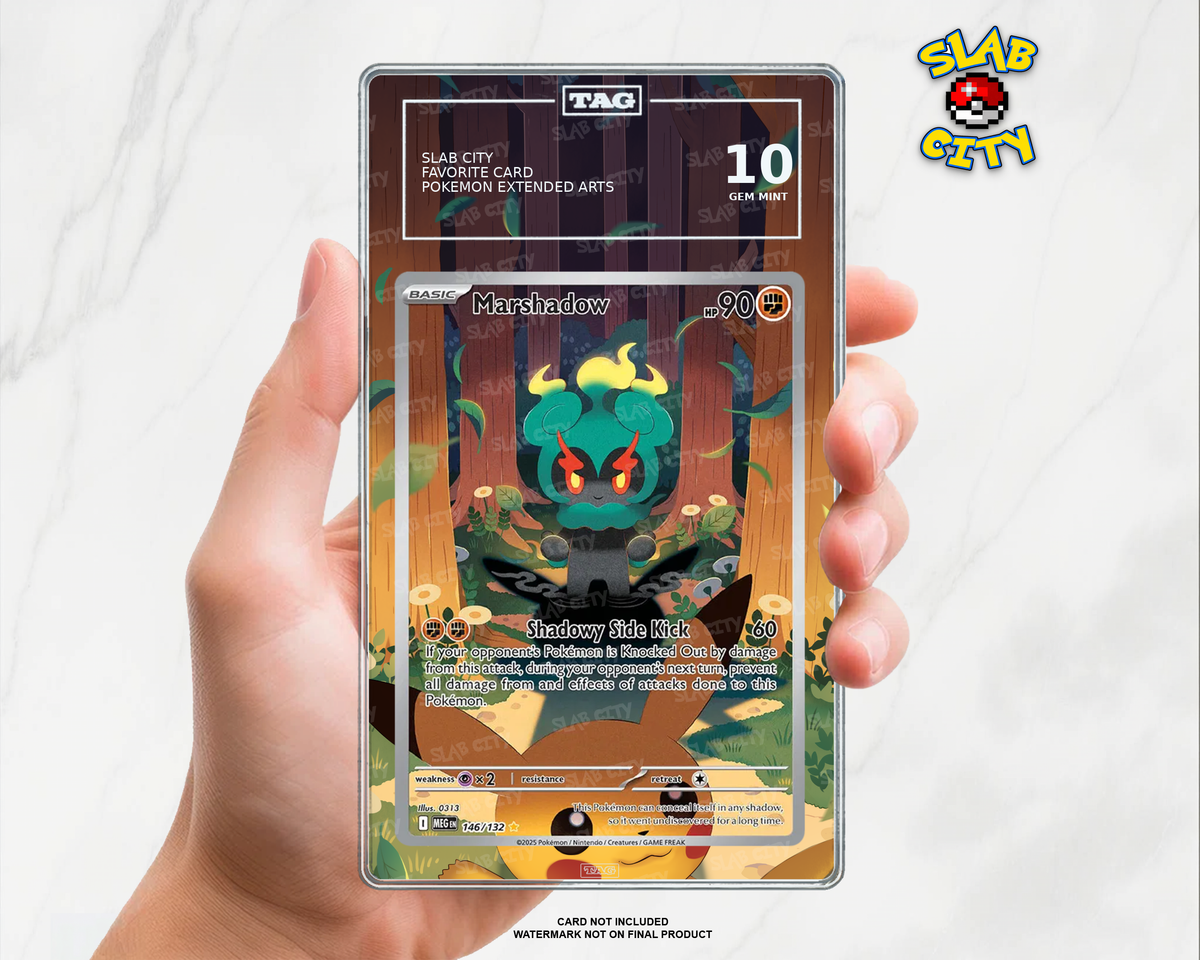 Marshadow #146 Mega Evolution TAG graded slab insert; card not included, watermark not on final product