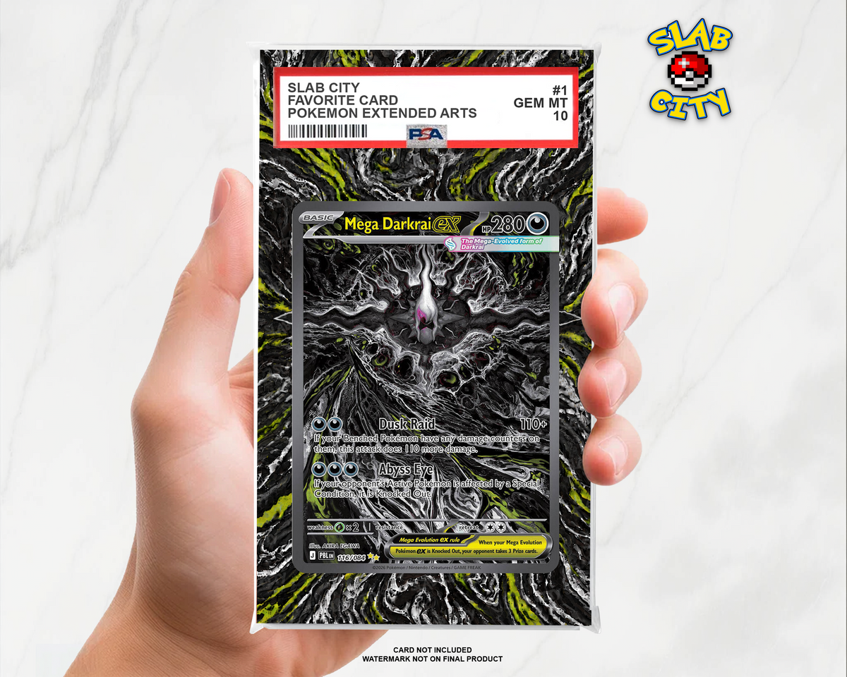 Mega Darkrai ex #116 Pitch Black extended art PSA graded slab insert