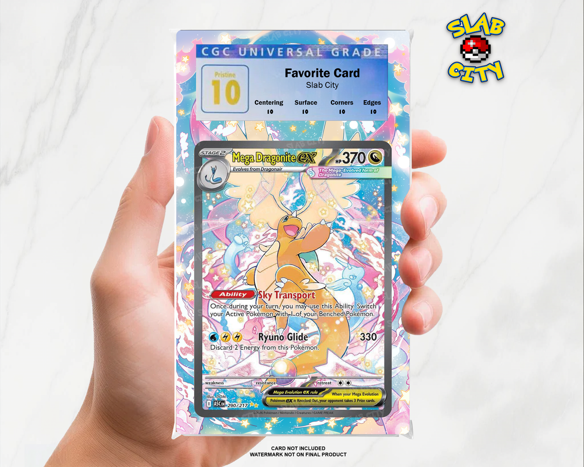 Mega Dragonite ex #290 Ascended Heroes CGC graded slab insert; card not included, watermark not on final product