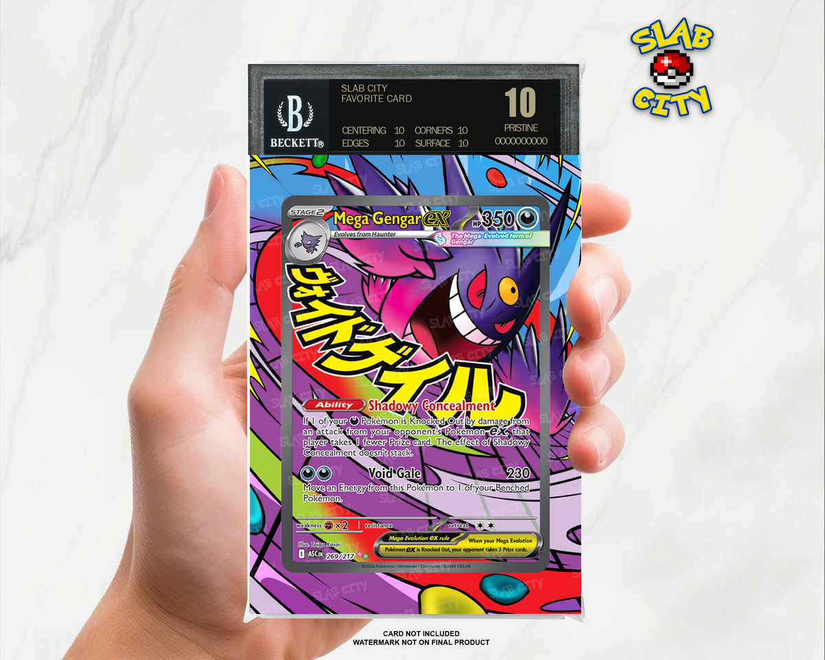 Mega Gengar ex #269 Ascended Heroes BGS graded slab insert; card not included, watermark not on final product