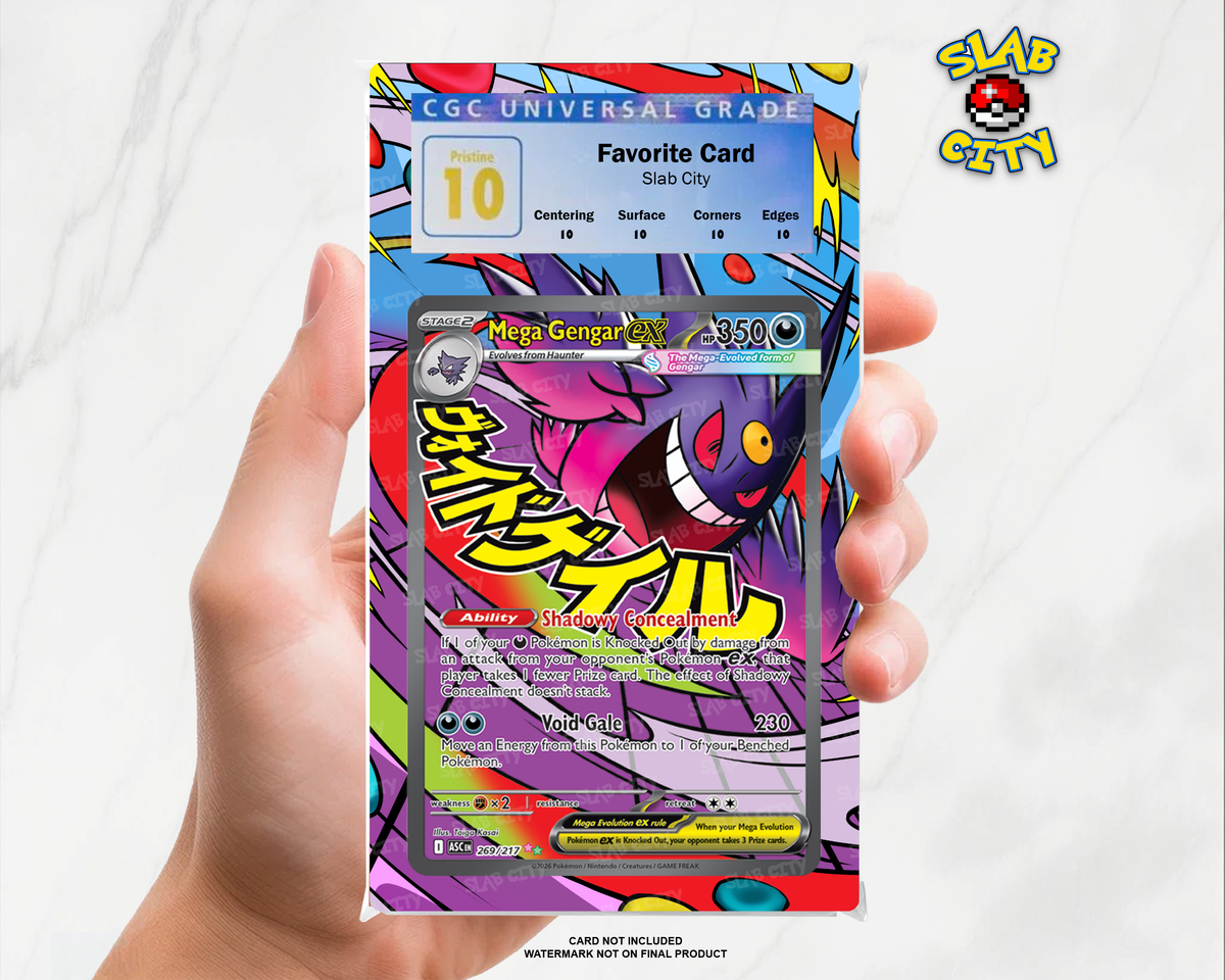 Mega Gengar ex #269 Ascended Heroes CGC graded slab insert; card not included, watermark not on final product