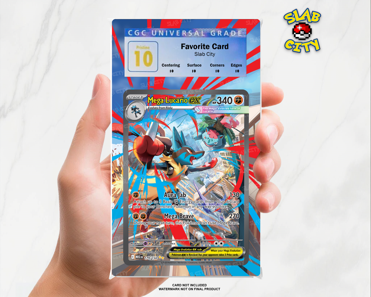 Mega Lucario ex #179 Mega Evolution CGC graded slab insert; card not included, watermark not on final product