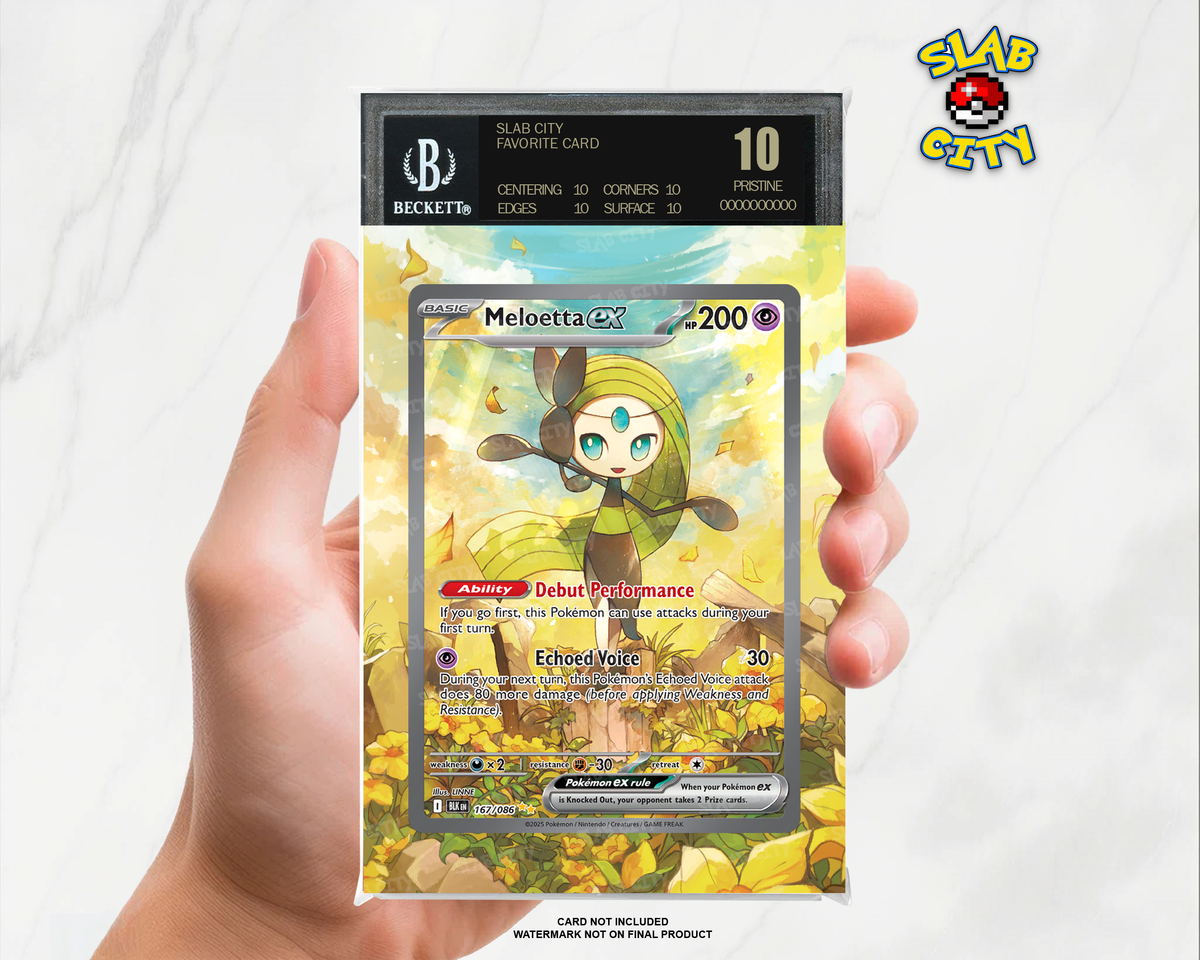 Meloetta ex #167 Black Bolt BGS graded slab insert; card not included, watermark not on final product