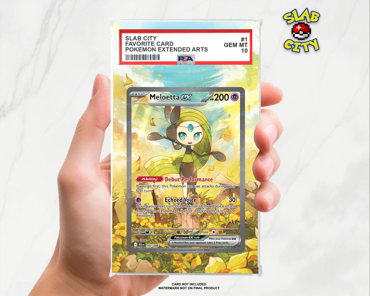 Meloetta ex #167 Black Bolt PSA graded slab insert; card not included, watermark not on final product