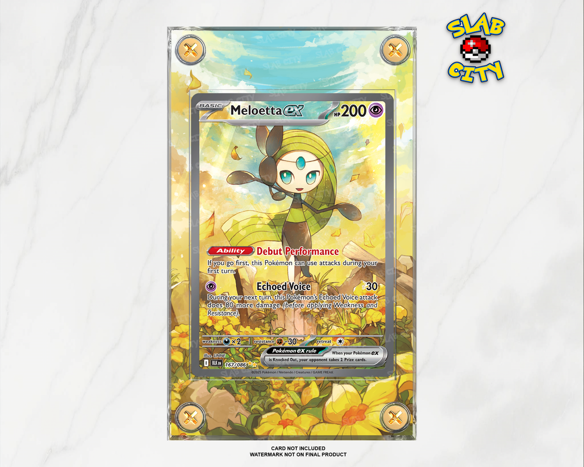 Meloetta ex #167 Black Bolt raw card display case; card not included, watermark not on final product