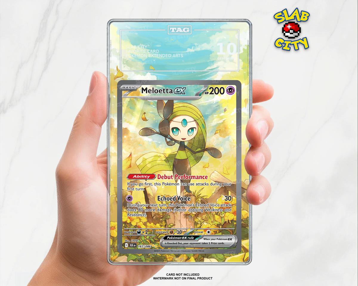 Meloetta ex #167 Black Bolt TAG graded slab insert; card not included, watermark not on final product