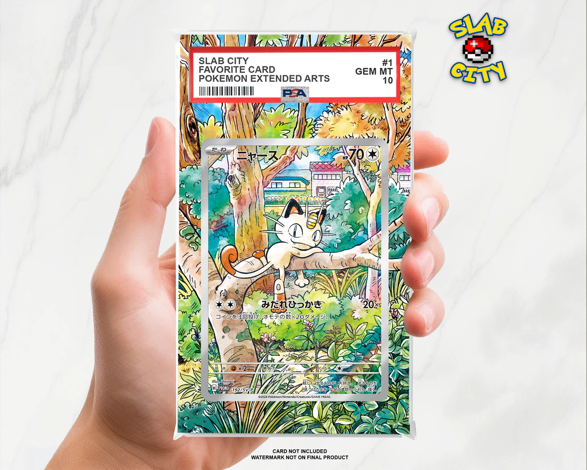 Meowth #106 Phantasmal Flames PSA graded slab insert; card not included, watermark not on final product