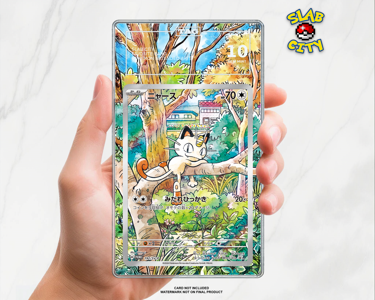 Meowth #106 Phantasmal Flames TAG graded slab insert; card not included, watermark not on final product