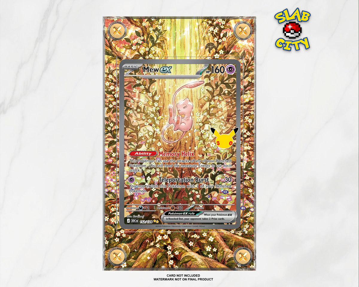 Mew ex #152/128 30th Celebration extended art raw card display case
