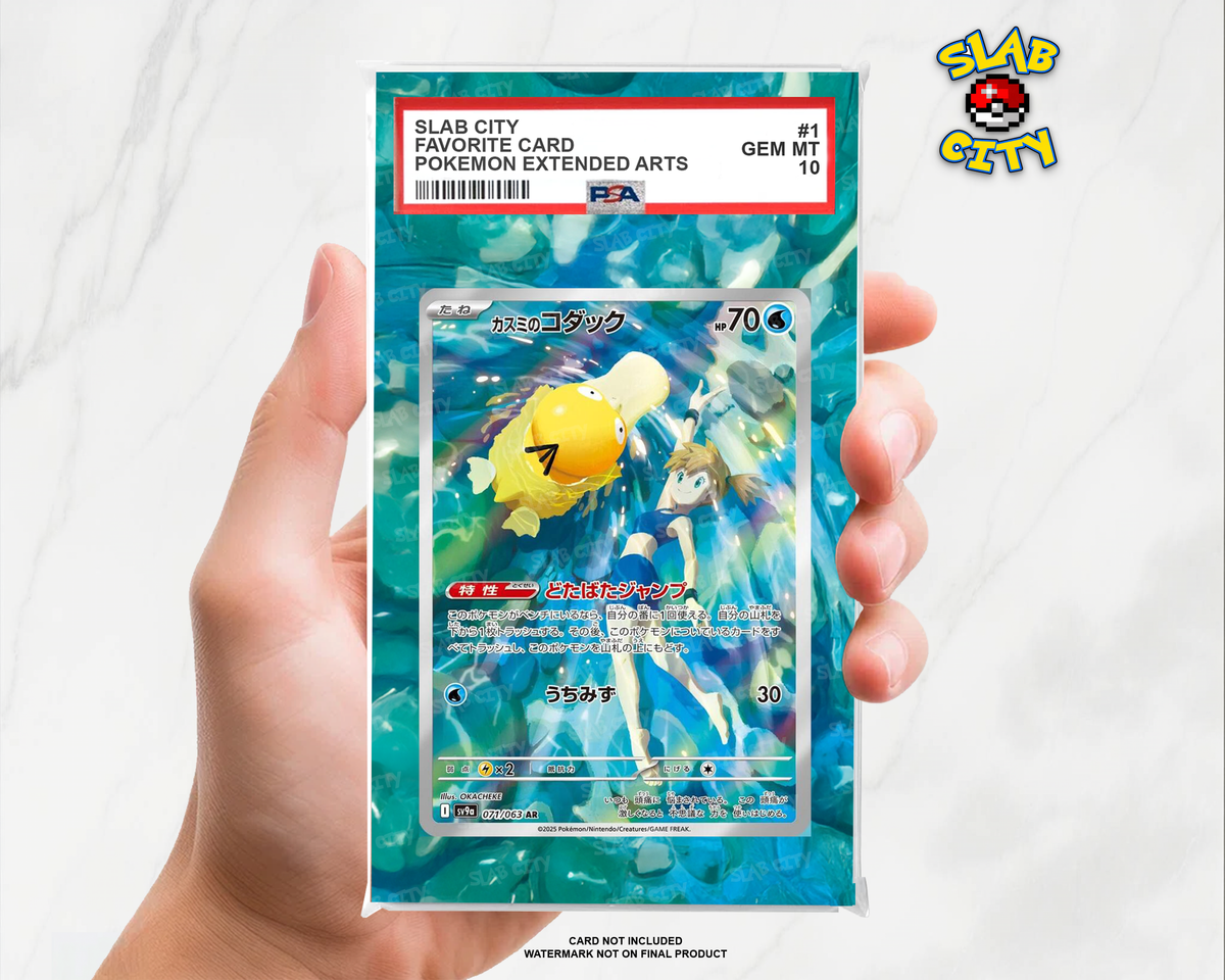 Misty's Psyduck #193/182 Destined Rivals PSA graded slab insert; card not included, watermark not on final product