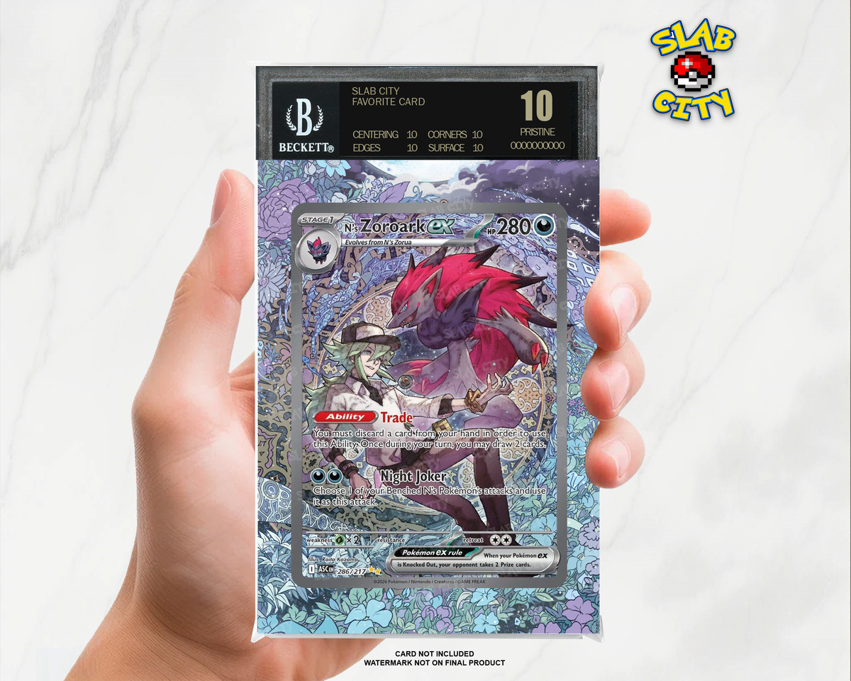 N's Zoroark ex #286 Ascended Heroes BGS graded slab insert; card not included, watermark not on final product