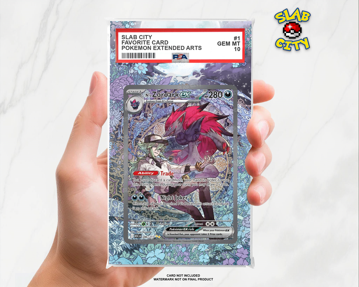 N's Zoroark ex #286 Ascended Heroes PSA graded slab insert; card not included, watermark not on final product
