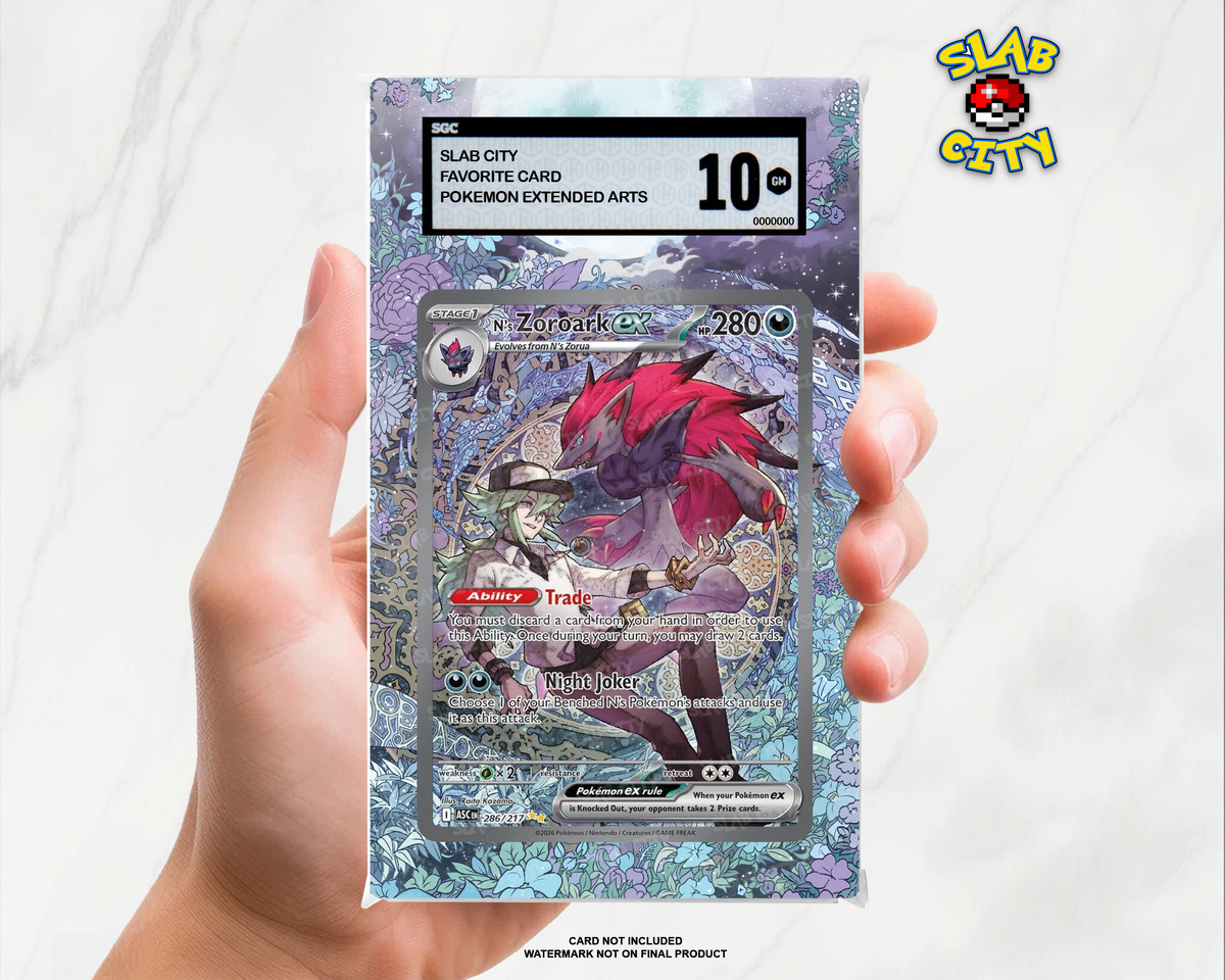 N's Zoroark ex #286 Ascended Heroes SGC graded slab insert; card not included, watermark not on final product