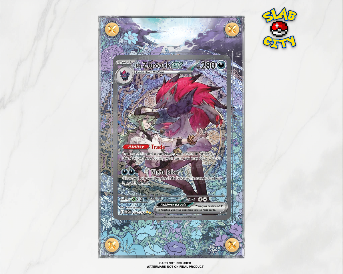 N's Zoroark ex #286 Ascended Heroes raw card display case; card not included, watermark not on final product