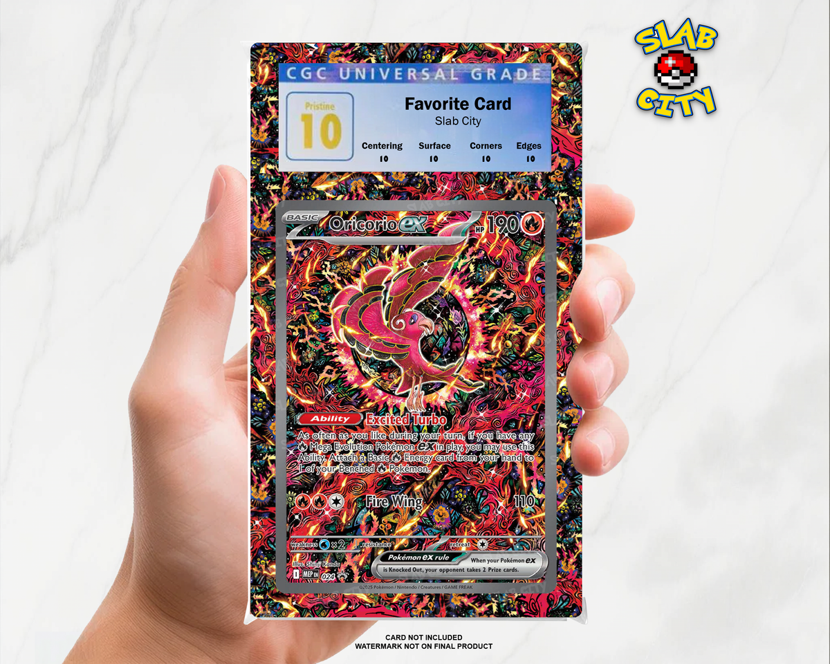Oricorio ex #24 Mega Evolution Promo CGC graded slab insert; card not included, watermark not on final product